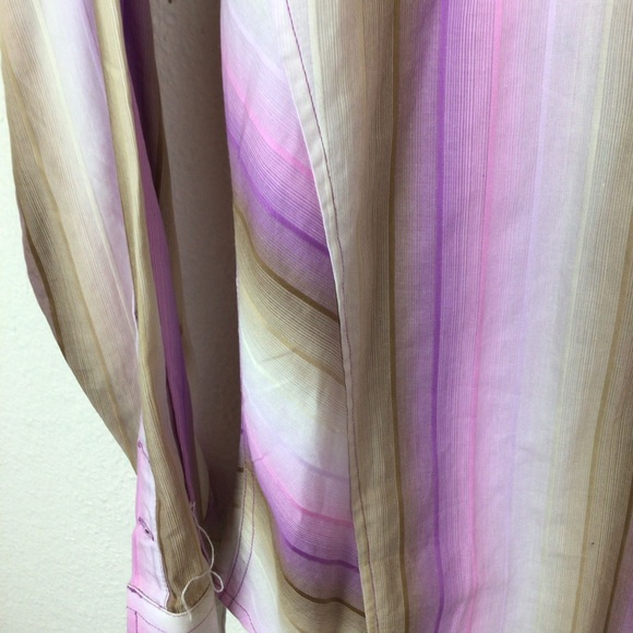 Dragonfly retro vibe men’s button down L/S striped shirt in purples and tans-Med - Picture 6 of 11